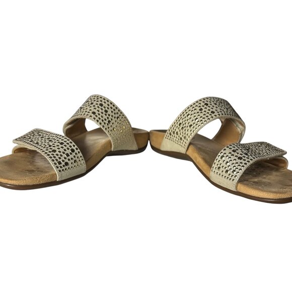 Womens Size 8 Vionic Slide Sandals Arch Support Beige Studded Design - Picture 5 of 12